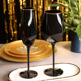 Pure Black Crystal Golden Edge Red Wine Glass Goblet Light Luxury